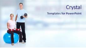 Presentation with health and fitness - Colorful slide set enhanced with exercite - young healthy fitness couple backdrop and a  colored foreground