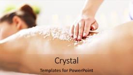  Presentation with treatment - Slides having exfoliant - beautiful woman having exfoliation treatment background and a coral colored foreground