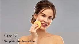  Presentation with skincare - Beautiful presentation theme featuring exfoliant - beauty people and skincare concept backdrop and a coral colored foreground