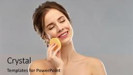  Presentation with skincare - PPT theme enhanced with exfoliant - beauty people and skincare concept background and a coral colored foreground