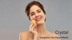  Presentation with skincare - PPT theme enhanced with exfoliant - beauty people and skincare concept background and a coral colored foreground