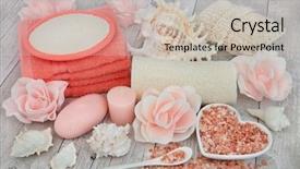  Presentation with rose wood - Beautiful PPT theme featuring exfoliant - cleansing spa accessories with himalayan backdrop and a soft green colored foreground