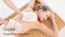  Presentation with peaceful - Audience pleasing presentation theme consisting of exfoliant - peaceful brunette enjoying an exfoliating backdrop and a  colored foreground