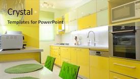  Presentation with kitchen design - Amazing PPT layouts having exhaust fan - modern design kitchen with yellow backdrop and a yellow colored foreground
