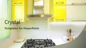  Presentation with kitchen design - Presentation theme enhanced with exhaust fan - modern design kitchen with yellow background and a yellow colored foreground
