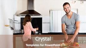  Presentation with vegetables - PPT theme featuring exhaust fan - portrait of young man cutting background and a coral colored foreground