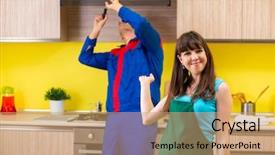  Presentation with repair - Beautiful presentation theme featuring exhaust fan - woman with contractor at kitchen backdrop and a  colored foreground