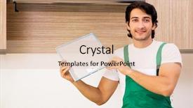  Presentation with conditioner - Colorful PPT theme enhanced with exhaust fan - young contractor repairing air-conditioner backdrop and a lemonade colored foreground