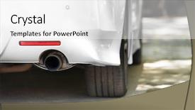  Presentation with car park - Beautiful PPT theme featuring exhaust pipe and back part backdrop and a white colored foreground