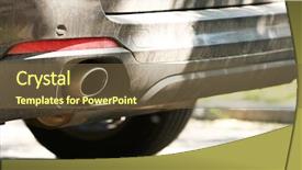  Presentation with vehicle exhaust gas - Cool new PPT theme with exhaust pipe and back part backdrop and a tawny brown colored foreground