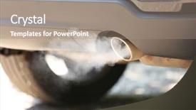  Presentation with automobile pollution - PPT theme consisting of exhaust pipe with smoke emission background and a coral colored foreground