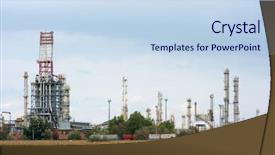  Presentation with refinery - Colorful presentation theme enhanced with exhaust system - high towers at an oil backdrop and a sky blue colored foreground