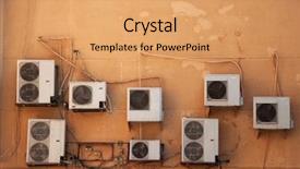  Presentation with machines - Slide set consisting of exhaust system - many air condition machines background and a coral colored foreground