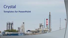  Presentation with refinery - Amazing presentation theme having exhaust system - oil refinery with many chimneys backdrop and a lemonade colored foreground