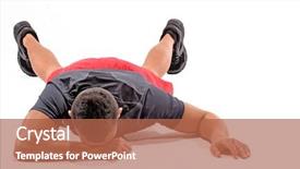  Presentation with professional tennis player athlete man - PPT theme consisting of exhausted athletic man on white background and a red colored foreground