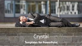  Presentation with sleeping - PPT layouts enhanced with exhausted-businessman-is-sleeping-outdoor background and a gray colored foreground