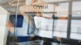  Presentation with covid - PPT theme enhanced with exhausted-businesspeople-with-facial-mask background and a mint green colored foreground