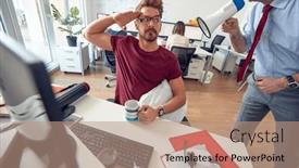  Presentation with office - Presentation having exhausted-caucasian-male-being-mobbed background and a coral colored foreground