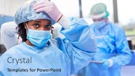  Presentation with clinic nurses - Beautiful theme featuring exhausted-doctors-and-nurses backdrop and a light blue colored foreground