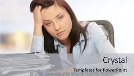  Presentation with tax - Presentation consisting of exhausted female filling out tax background and a light gray colored foreground