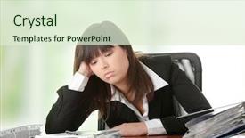  Presentation with tax compliance risk management - Slides featuring exhausted female filling out tax background and a sky blue colored foreground