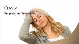  Presentation with emotionally overwhelmed - Slide set having exhausted female overwhelmed with life background and a white colored foreground