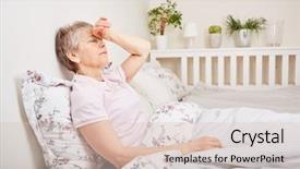  Presentation with disease - Beautiful PPT theme featuring exhausted nurse - senior woman with disease lie backdrop and a lemonade colored foreground