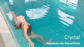  Presentation with hydrotherapy - Theme having exhausted-senior-woman-relaxes background and a teal colored foreground