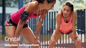  Presentation with movements of women in asia - Amazing presentation theme having exhausted sporty asian chinese women backdrop and a red colored foreground