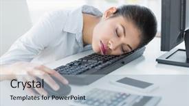  Presentation with camels resting in the desert - Presentation theme consisting of young brunette business woman talking texting and taking selfies on her smart phone background and a gray colored foreground