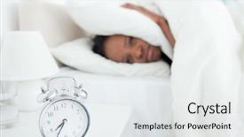  Presentation with woman covering man mouth hand - PPT layouts featuring exhausted woman covering her ears background and a sky blue colored foreground