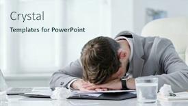  Presentation with napkins - Colorful slides enhanced with exhausted-young-businessman-lying backdrop and a sky blue colored foreground