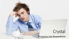  Presentation with front office - Amazing presentation having exhausted young man in the office with the laptop on his front and sleeping backdrop and a white colored foreground