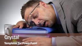  Presentation with falling line - Audience pleasing PPT theme consisting of exhaustion - exhausted businessman falling asleep backdrop and a tawny brown colored foreground