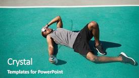  Presentation with black man - Slides featuring exhaustion - exhausted handsome young black man background and a teal colored foreground