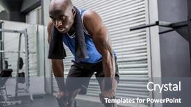  Presentation with cross - Beautiful presentation theme featuring exhaustion - young bodybuilder looking exhausted backdrop and a gray colored foreground