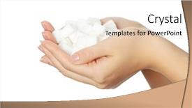  Presentation with sugar cubes - Presentation theme having juicy bunch of sweet grape in females hand on green leaves background close up background and a tawny brown colored foreground