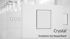  Presentation with art exhibition - Presentation theme enhanced with exhibition hall with frames background and a light gray colored foreground
