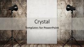  Presentation with colonial urban - PPT theme having exhibition poster - billboard in old studio urban background and a  colored foreground