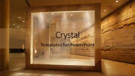  Presentation with exhibition - Slides enhanced with exhibition poster - exposition cube with glass walls background and a gold colored foreground