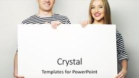  Presentation with movie theater loving couple - Presentation featuring exhibition poster - lovely couple holding a banner background and a  colored foreground