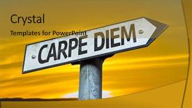  Presentation with now - Cool new presentation theme with take action now - carpe diem sign backdrop and a gold colored foreground