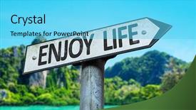  Presentation with life - Slide set consisting of existentialism - enjoy life sign background and a light blue colored foreground