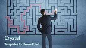  Presentation with maze - Slide deck enhanced with exit - businessman finding the solution background and a ocean colored foreground