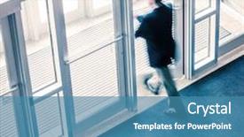  Presentation with walking - Audience pleasing PPT layouts consisting of exit - man walking backdrop and a teal colored foreground