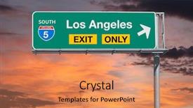  Presentation with freeway - Colorful PPT layouts enhanced with exit only 5 freeway sign backdrop and a coral colored foreground