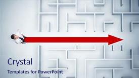  Presentation with maze - Slides featuring exit plan - business man looking at maze background and a sky blue colored foreground