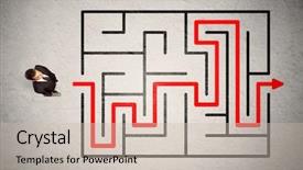 Presentation with lost in the maze - Slide set with exit plan - lost businessman found the way background and a soft green colored foreground