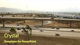  Presentation with ramp - PPT theme featuring exit ramp - freeway overpass with traffic traveling background and a tawny brown colored foreground