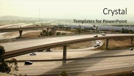  Presentation with intersection - Presentation design enhanced with exit ramp - highway intersection in california background and a soft green colored foreground